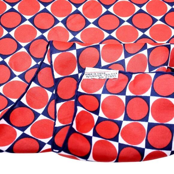 Vintage Red Polka Dot Silk Rayon Scarf Made in Japan 22x22" Square - Hey Viv - Picture 3 of 6